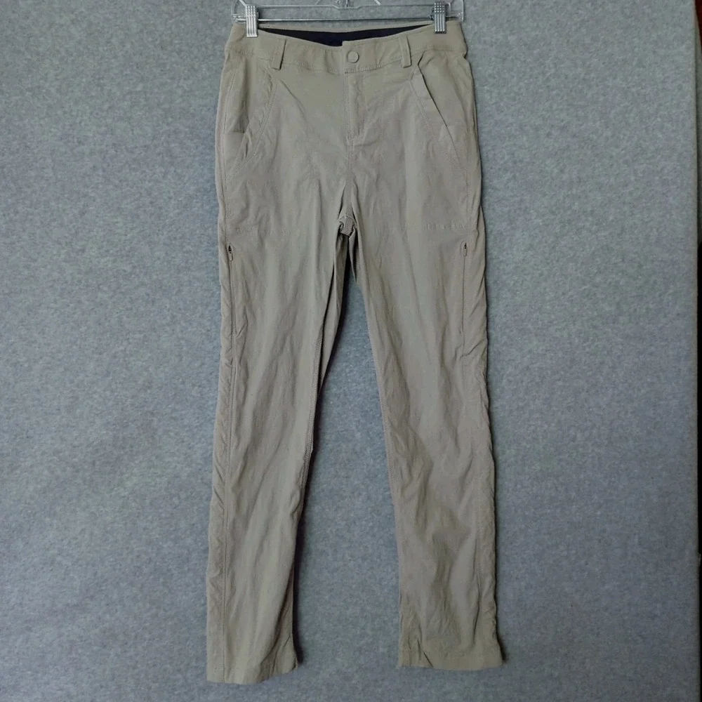 Coolibar Highlander Hiking Pants Women's 6 Beige UPF 50 Zip Pockets Stretch Gorp